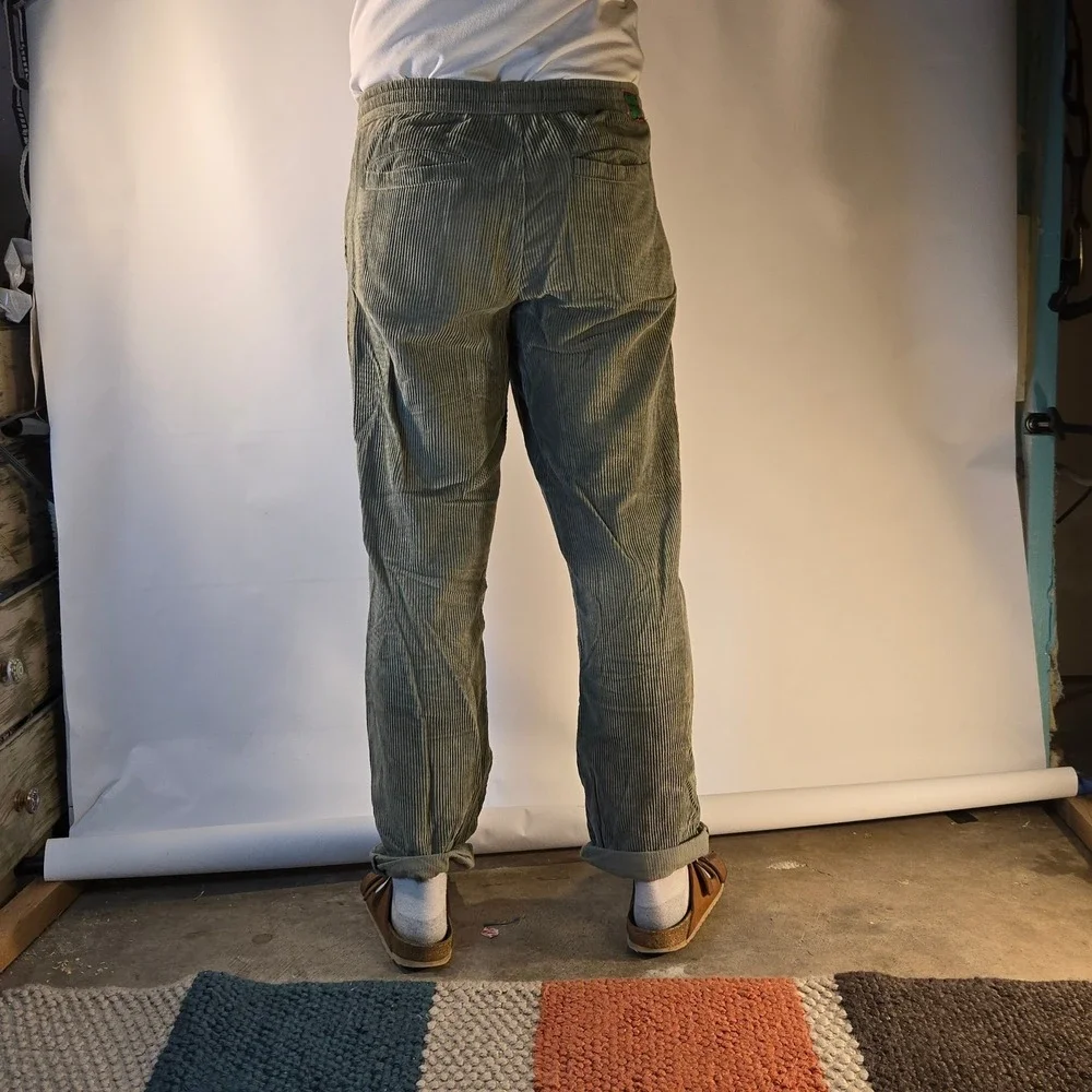 Empyre Men M Corduroy Jogger Pants Gray Drawstring Elastic Waist Street Comfy 33